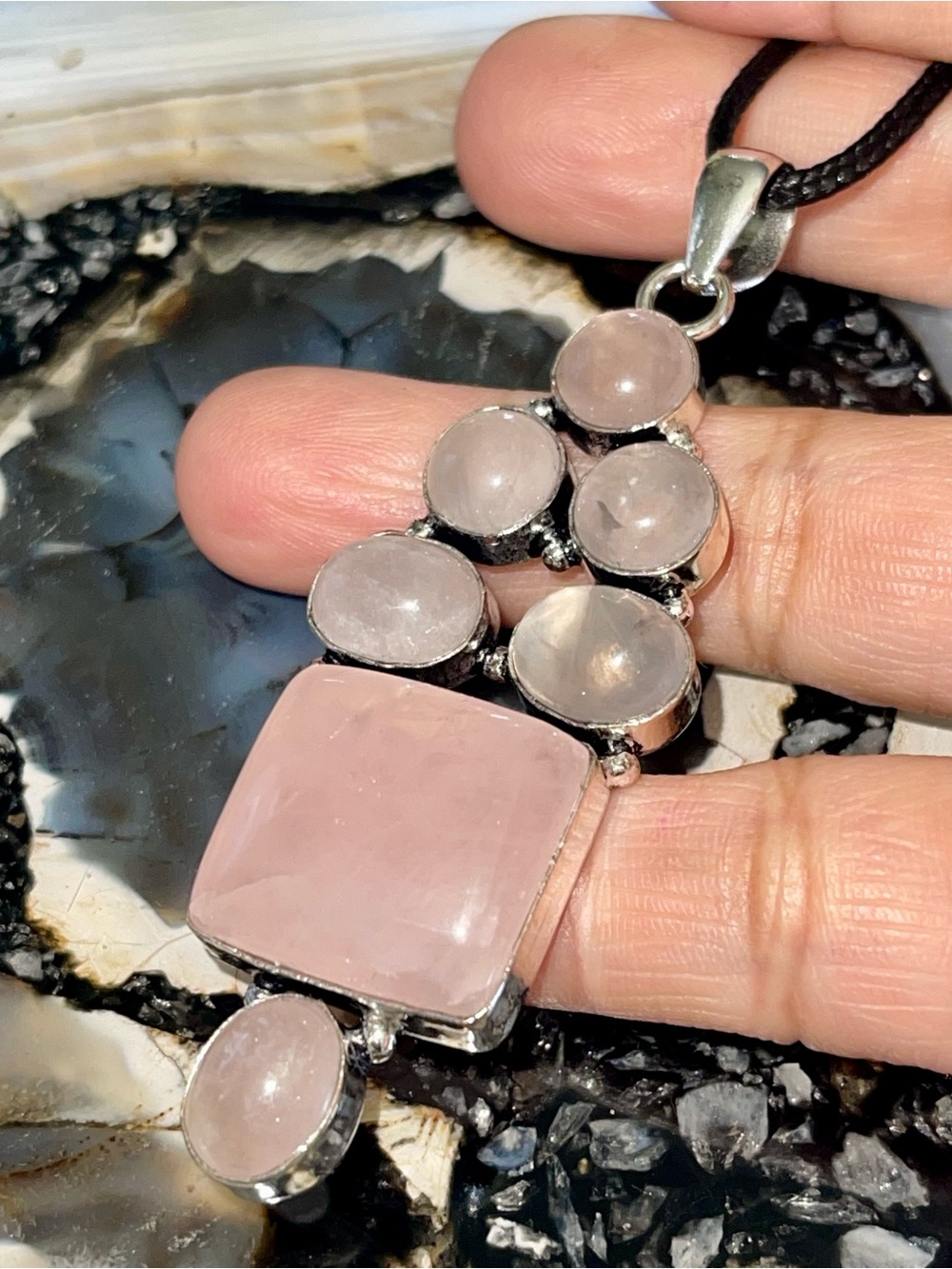 Large Pink Rose Quartz “Stone of Pure Love” Pendant 3 1/4”
